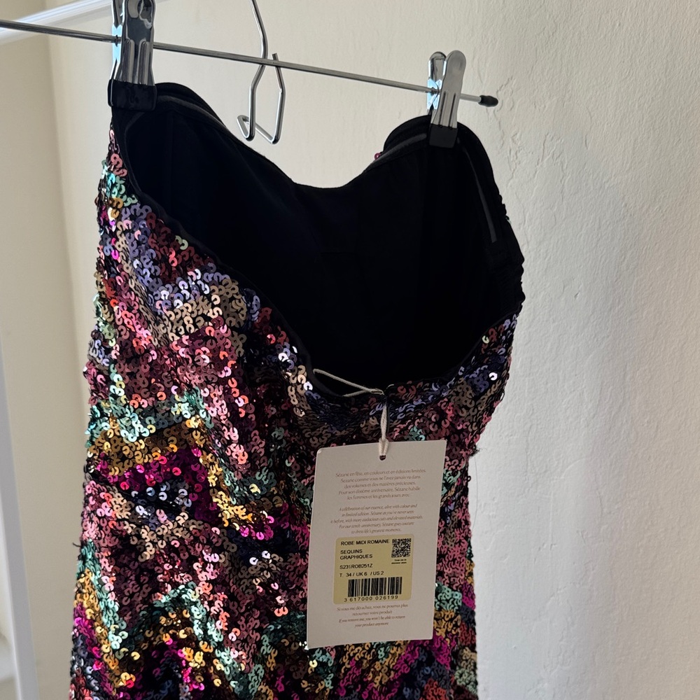 Sezane Romaine Strapless Dress - Multicolor Sequins - Picture 5 of 6